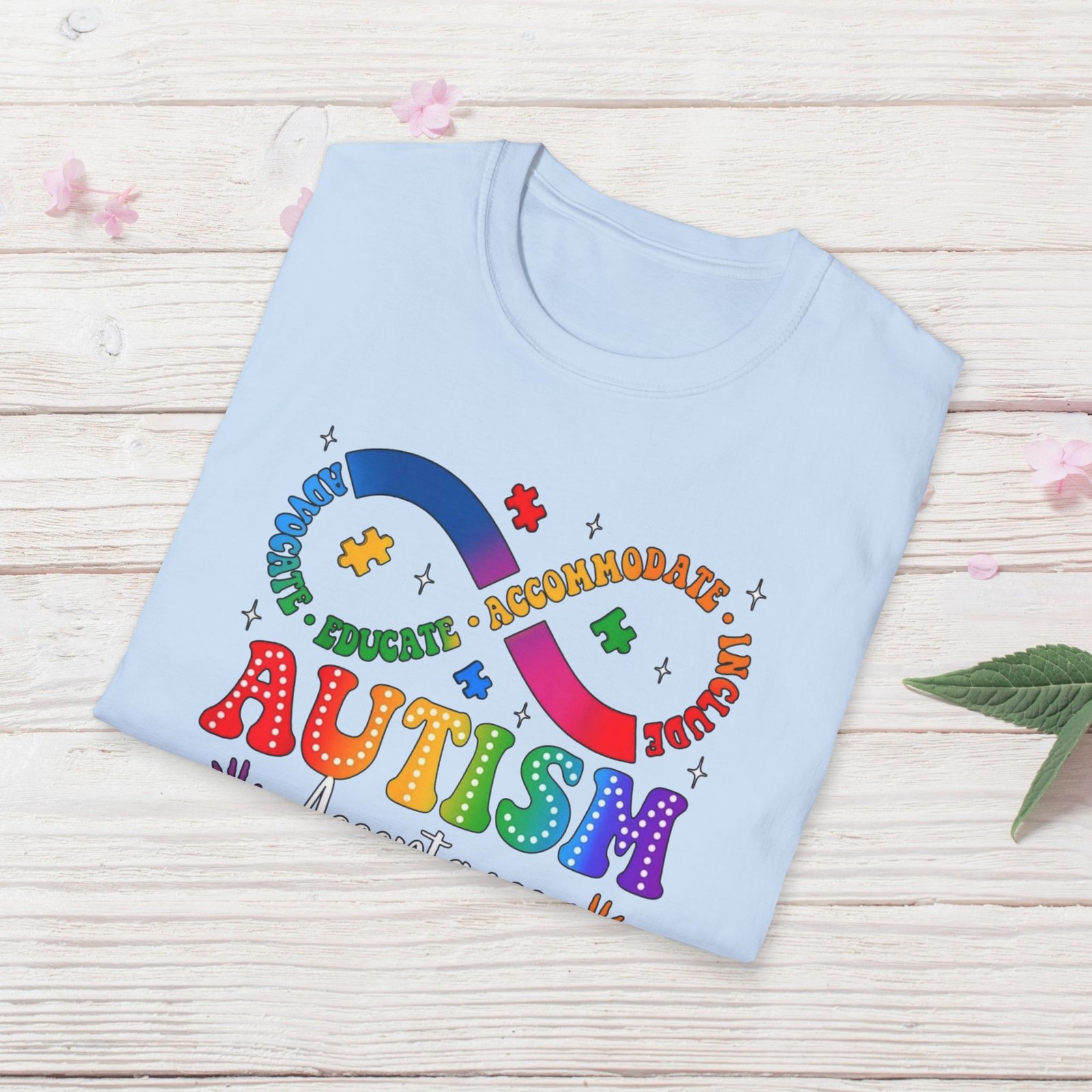 Autism Awareness Empower Ability Puzzle — Acceptance, Educate, Support T-Shirt - Image 23