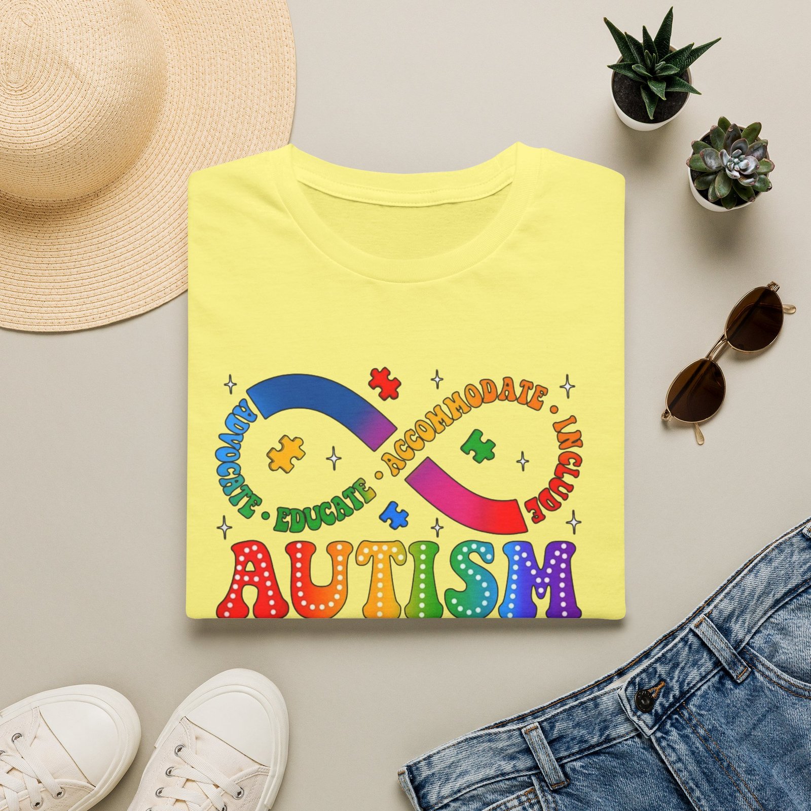 Autism Awareness Empower Ability Puzzle — Acceptance, Educate, Support T-Shirt - Image 14