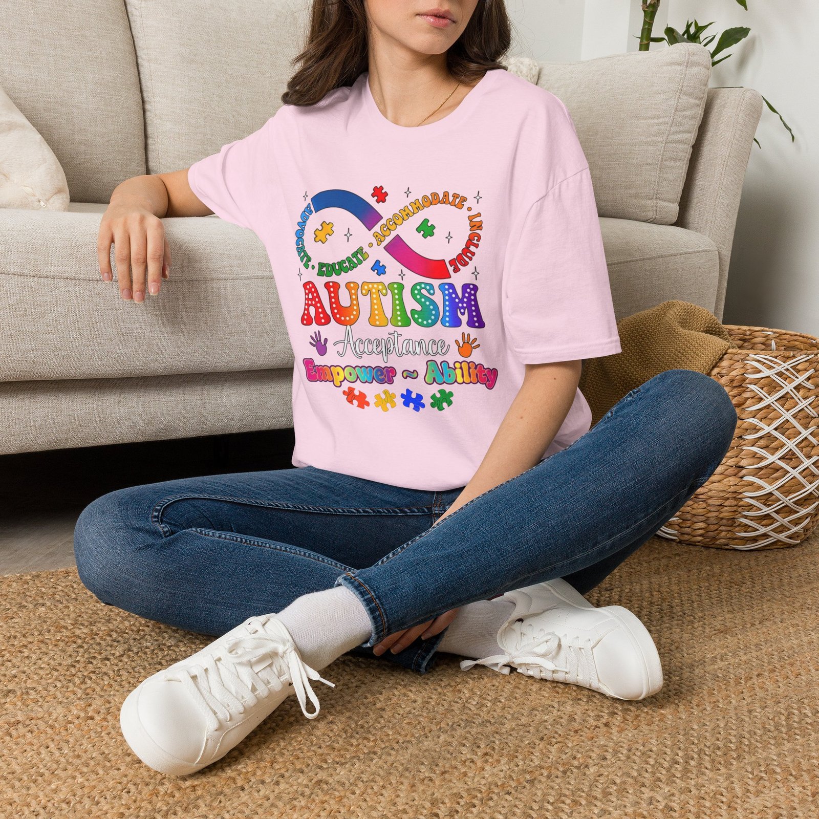 Autism Awareness Empower Ability Puzzle — Acceptance, Educate, Support T-Shirt - Image 27