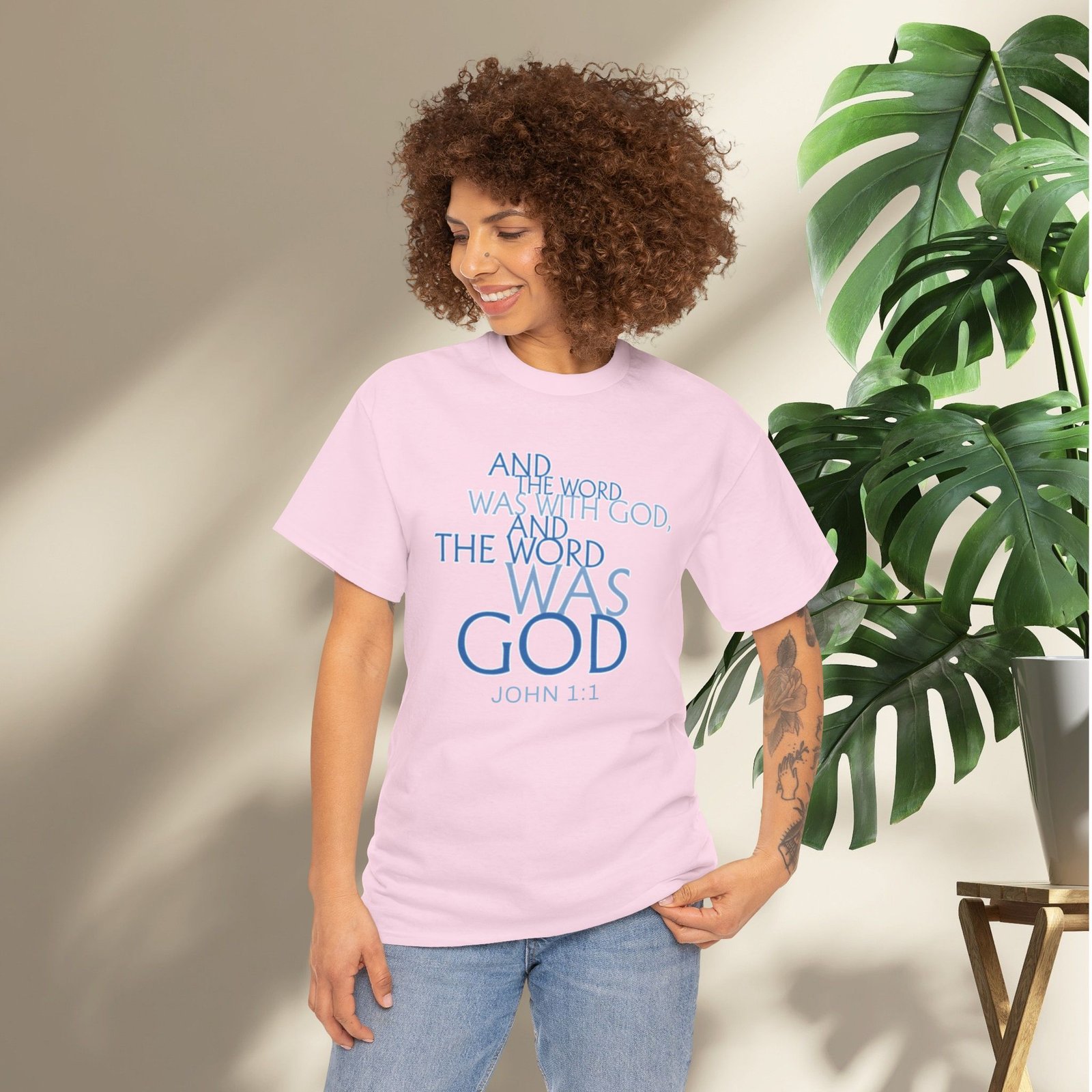 "The Word Was God" John 1:1 Unisex Scripture T-Shirt - Image 37