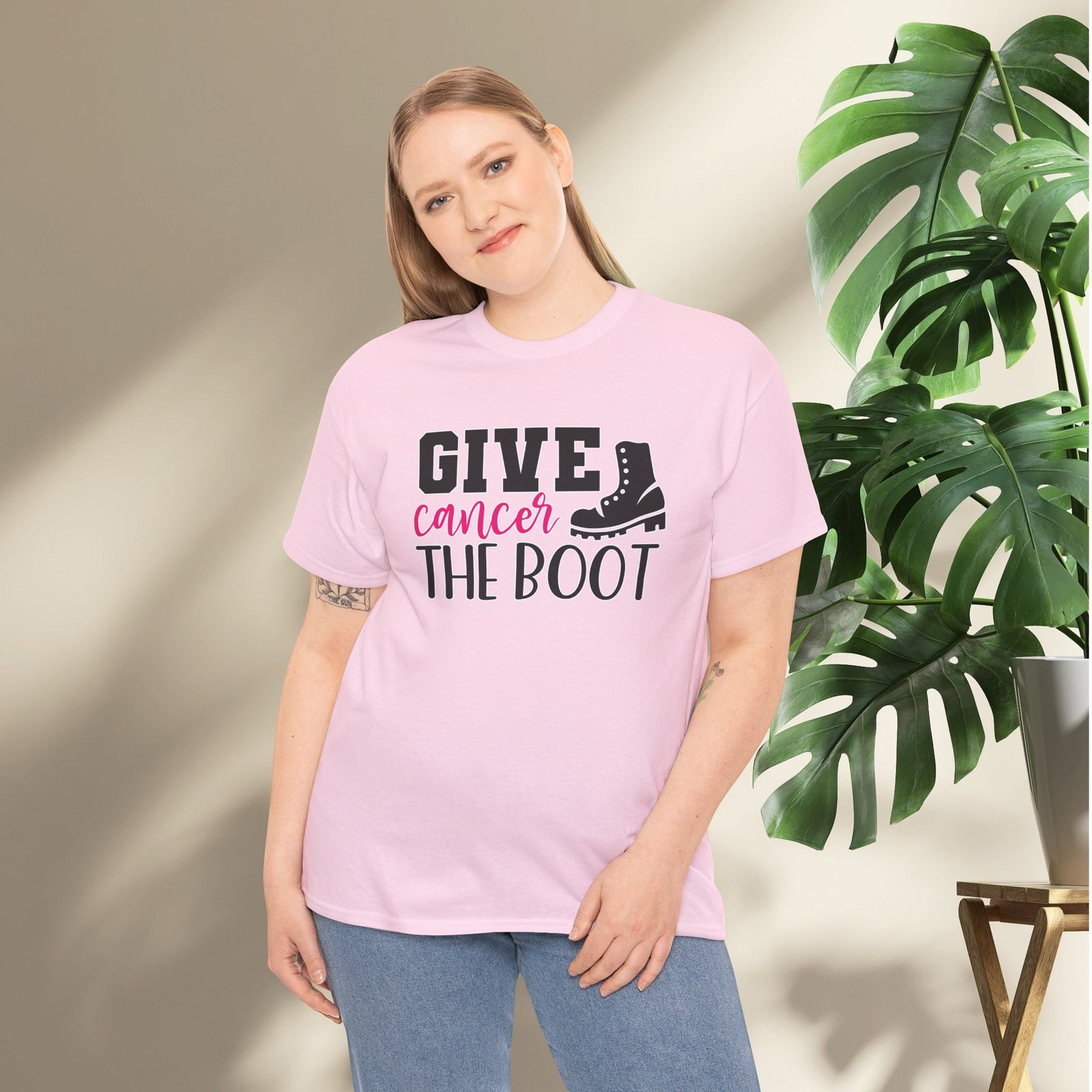 Give Cancer the Boot T-Shirt — Breast Cancer Awareness - Image 41