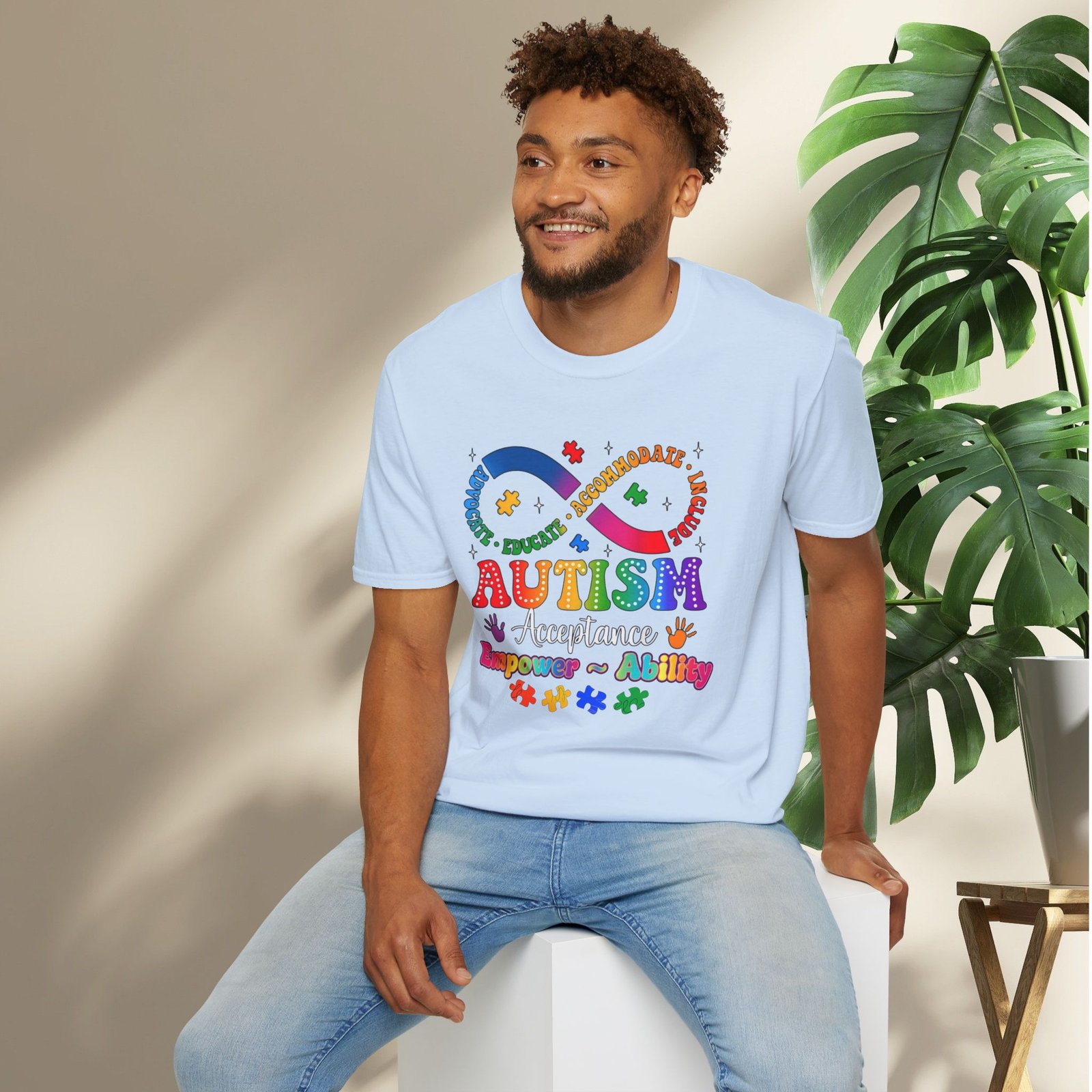 Autism Awareness Empower Ability Puzzle — Acceptance, Educate, Support T-Shirt - Image 25