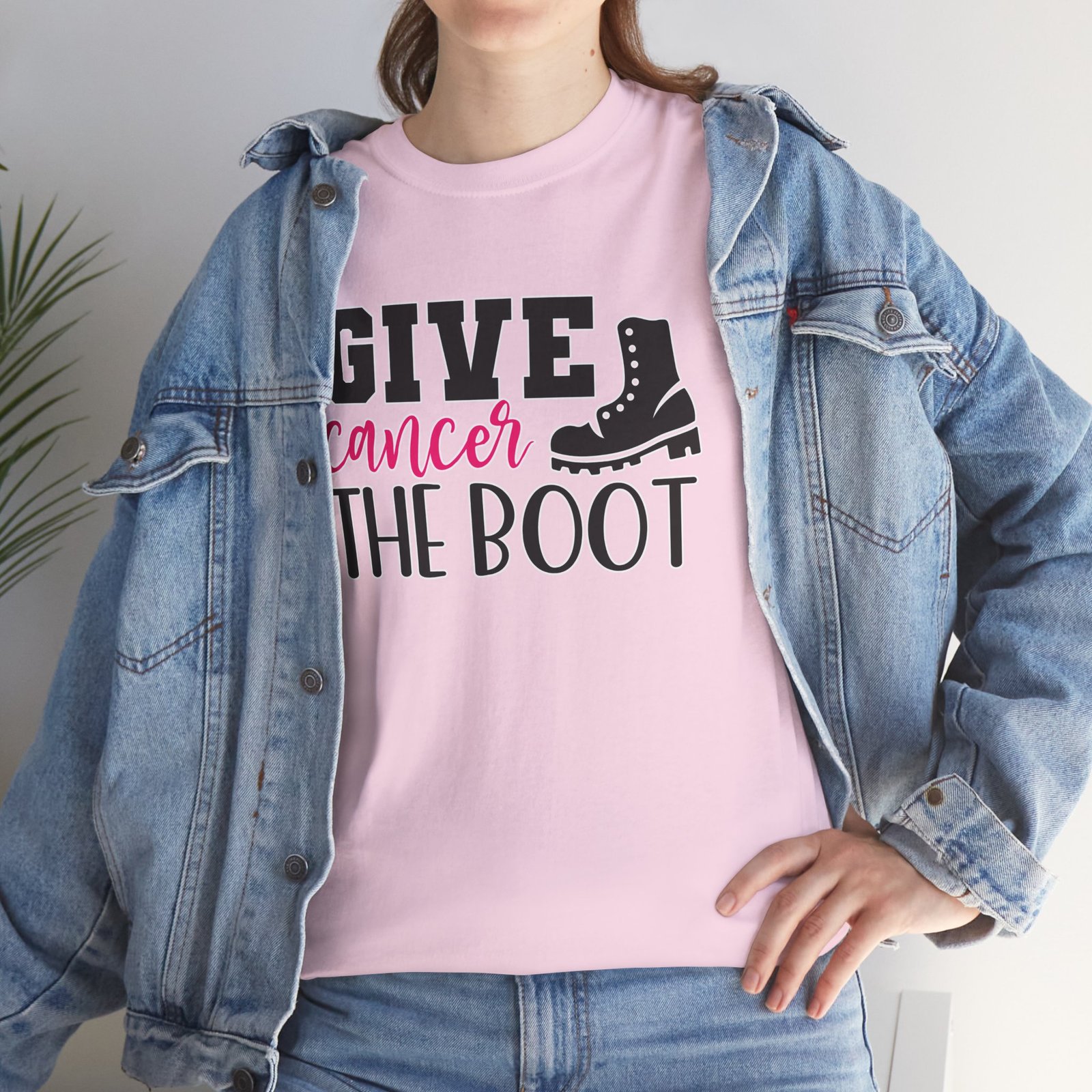 Give Cancer the Boot T-Shirt — Breast Cancer Awareness - Image 42
