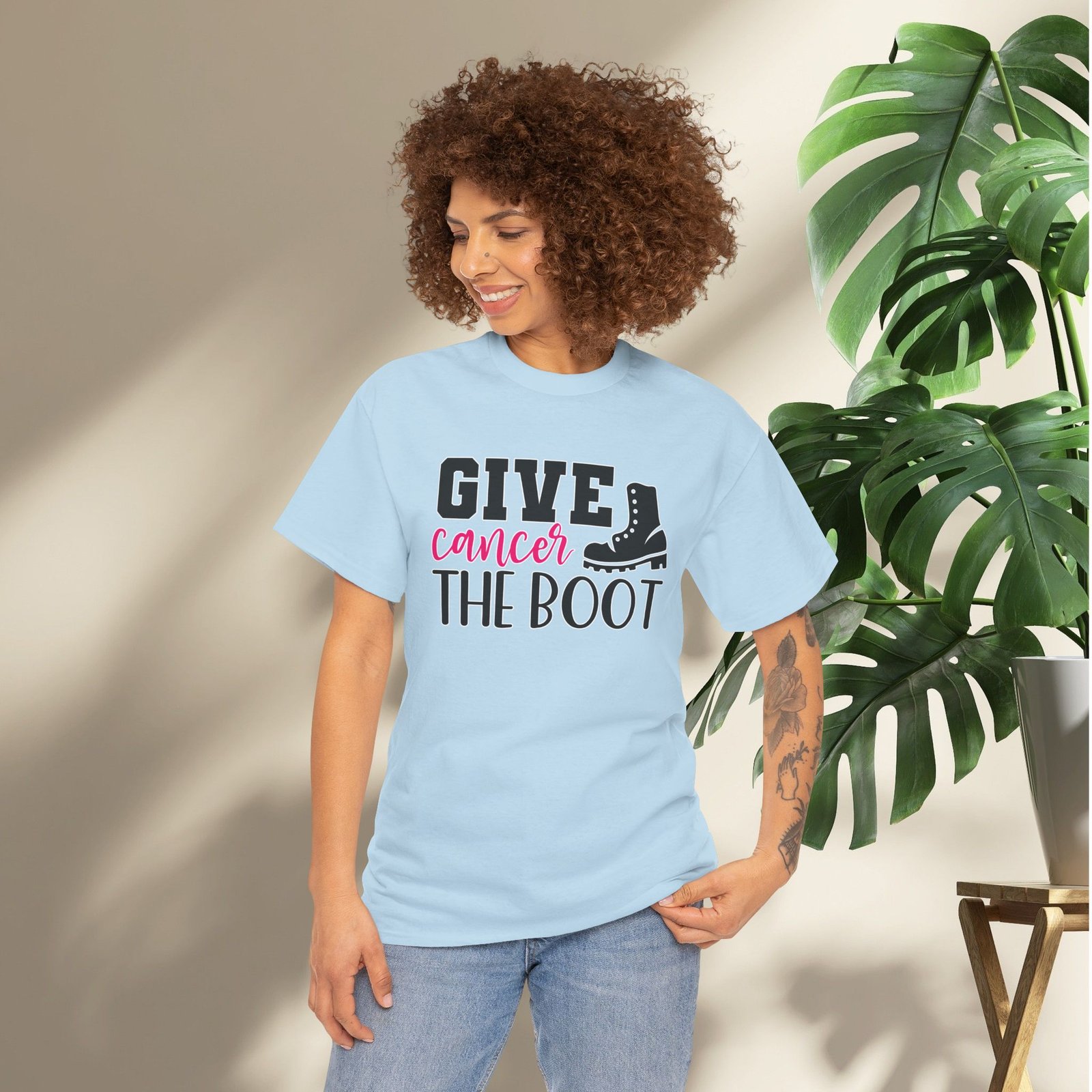 Give Cancer the Boot T-Shirt — Breast Cancer Awareness - Image 33