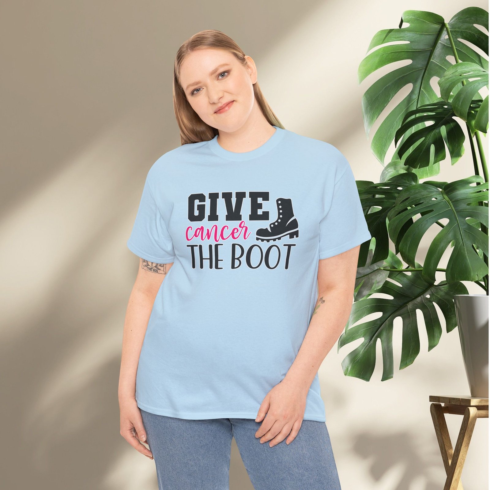 Give Cancer the Boot T-Shirt — Breast Cancer Awareness - Image 34