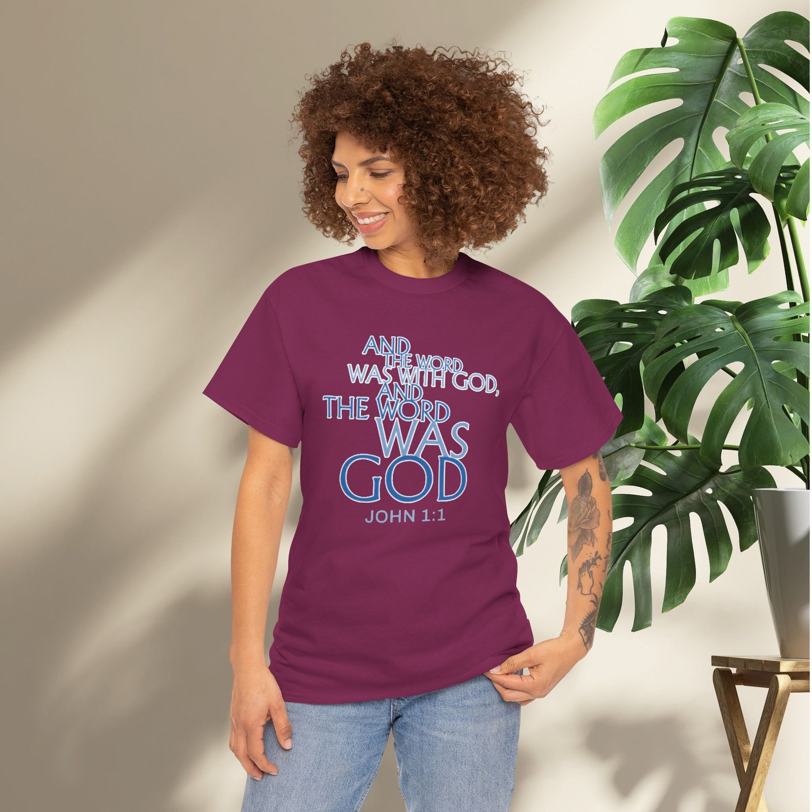 "The Word Was God" John 1:1 Unisex Scripture T-Shirt - Image 45
