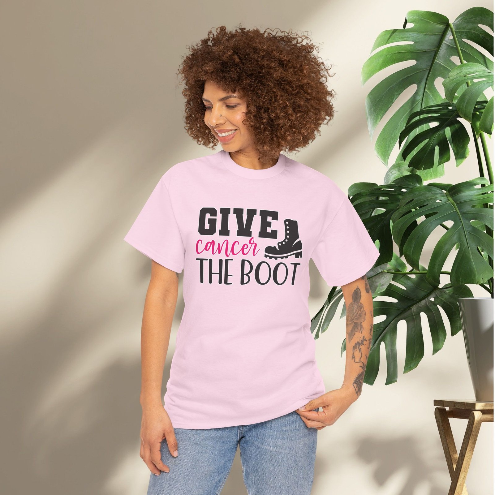 Give Cancer the Boot T-Shirt — Breast Cancer Awareness - Image 40