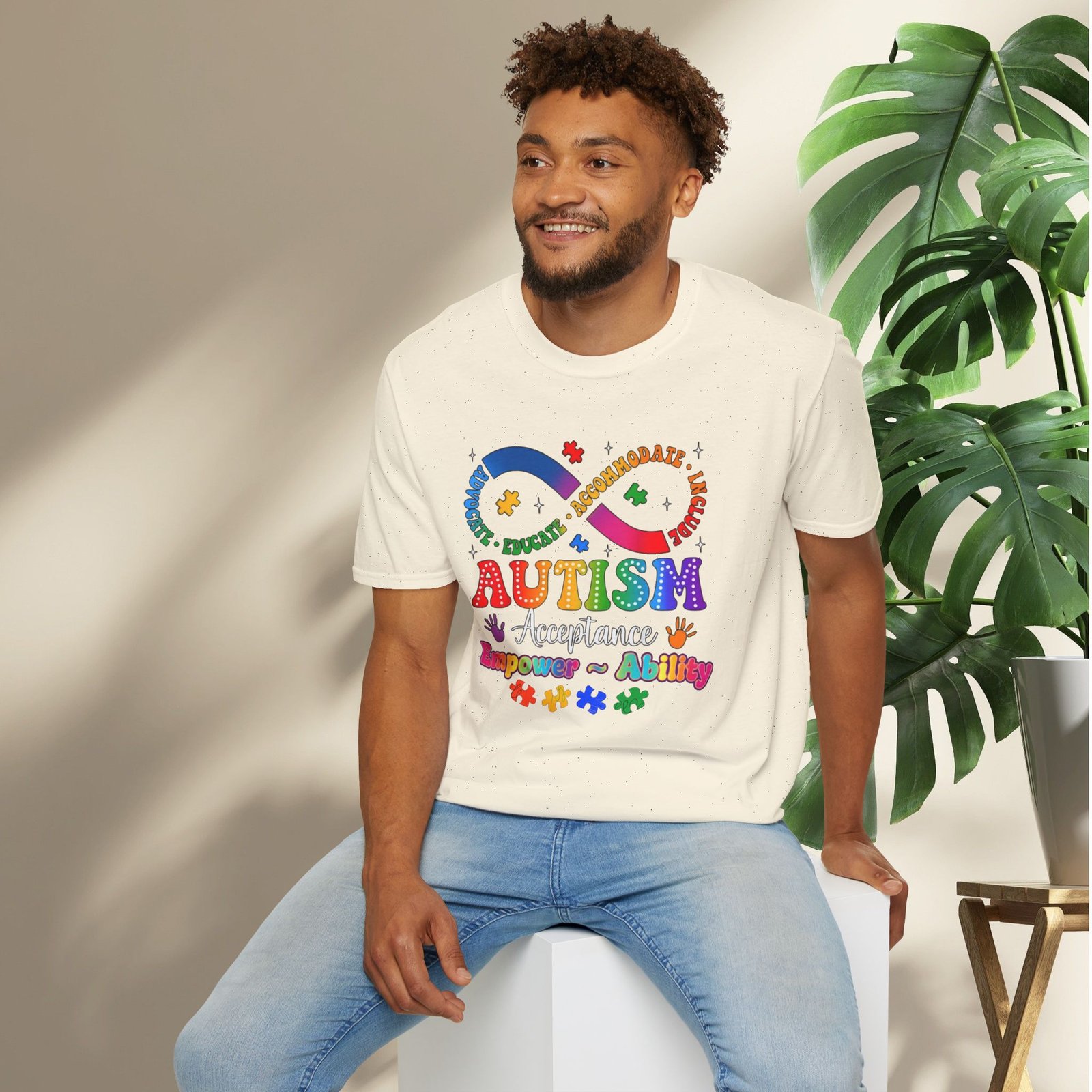 Autism Awareness Empower Ability Puzzle — Acceptance, Educate, Support T-Shirt - Image 13