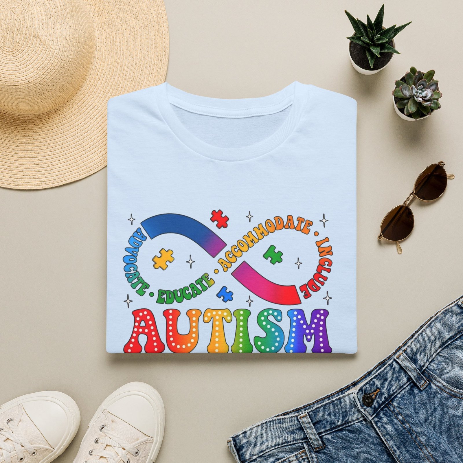 Autism Awareness Empower Ability Puzzle — Acceptance, Educate, Support T-Shirt - Image 20