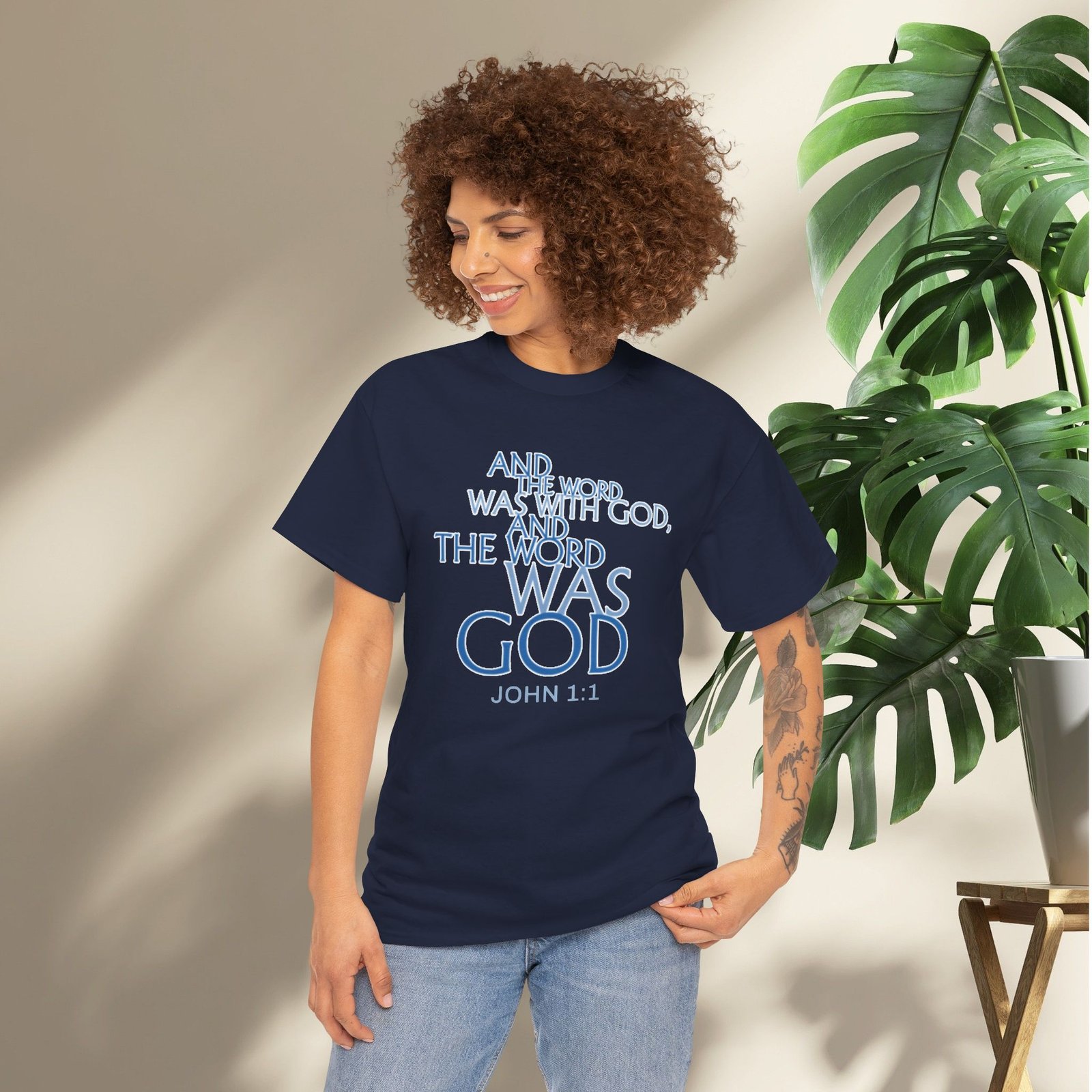 "The Word Was God" John 1:1 Unisex Scripture T-Shirt - Image 29