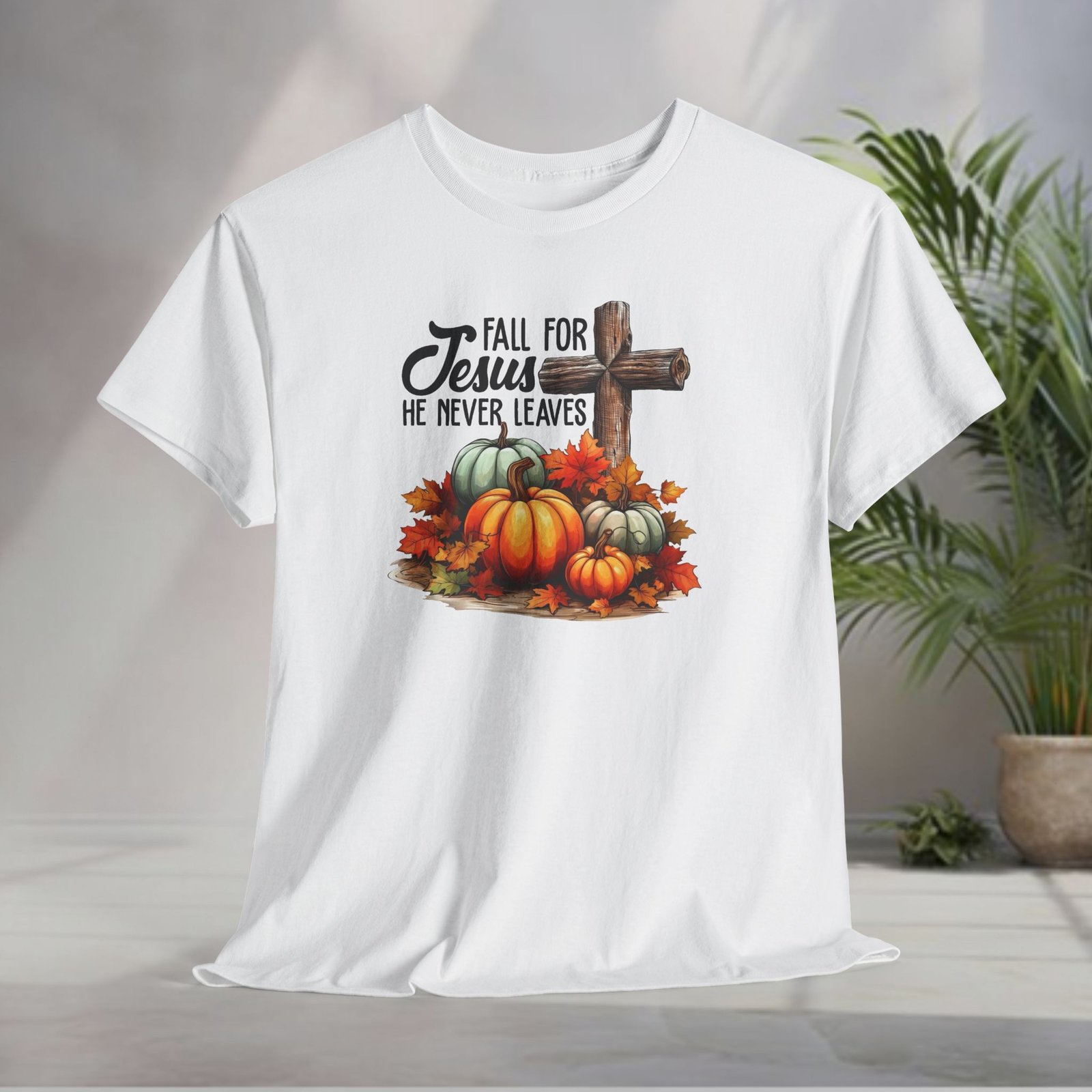 Fall for Jesus  — Pumpkin Cross Christian Unisex T-Shirt - Image 3