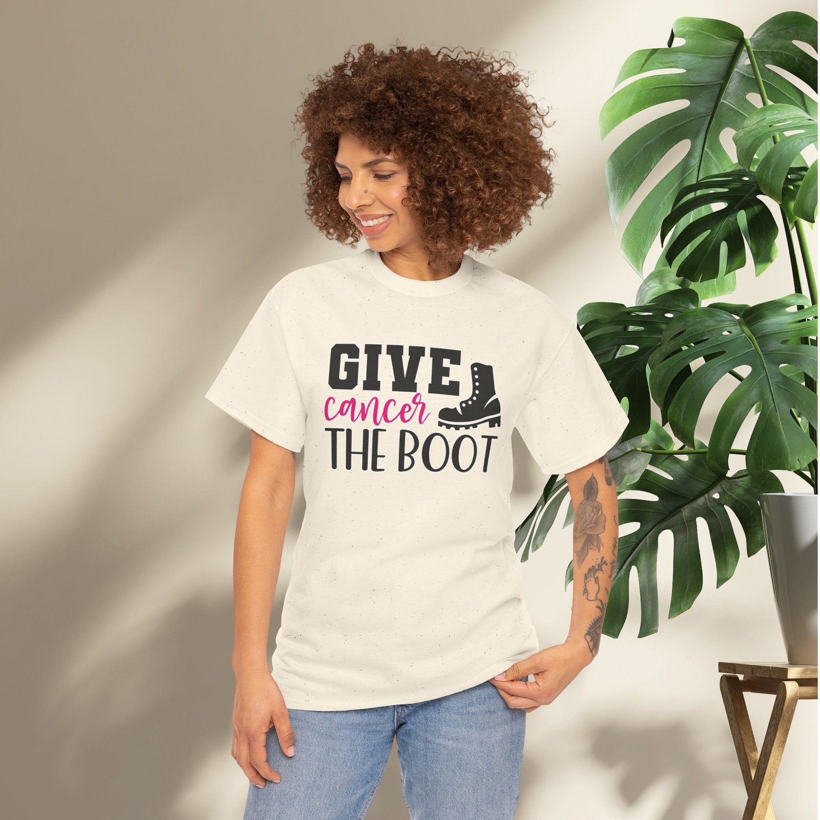 Give Cancer the Boot T-Shirt — Breast Cancer Awareness - Image 19